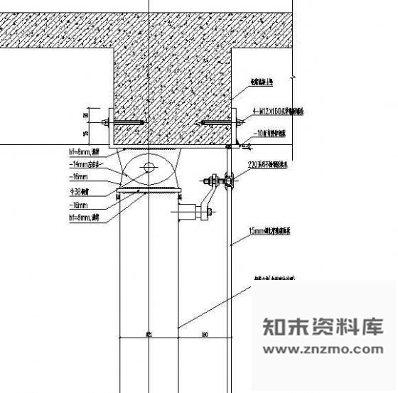 图块/节点钢管骨架点驳接式幕墙顶部节点 节点 结构节点图