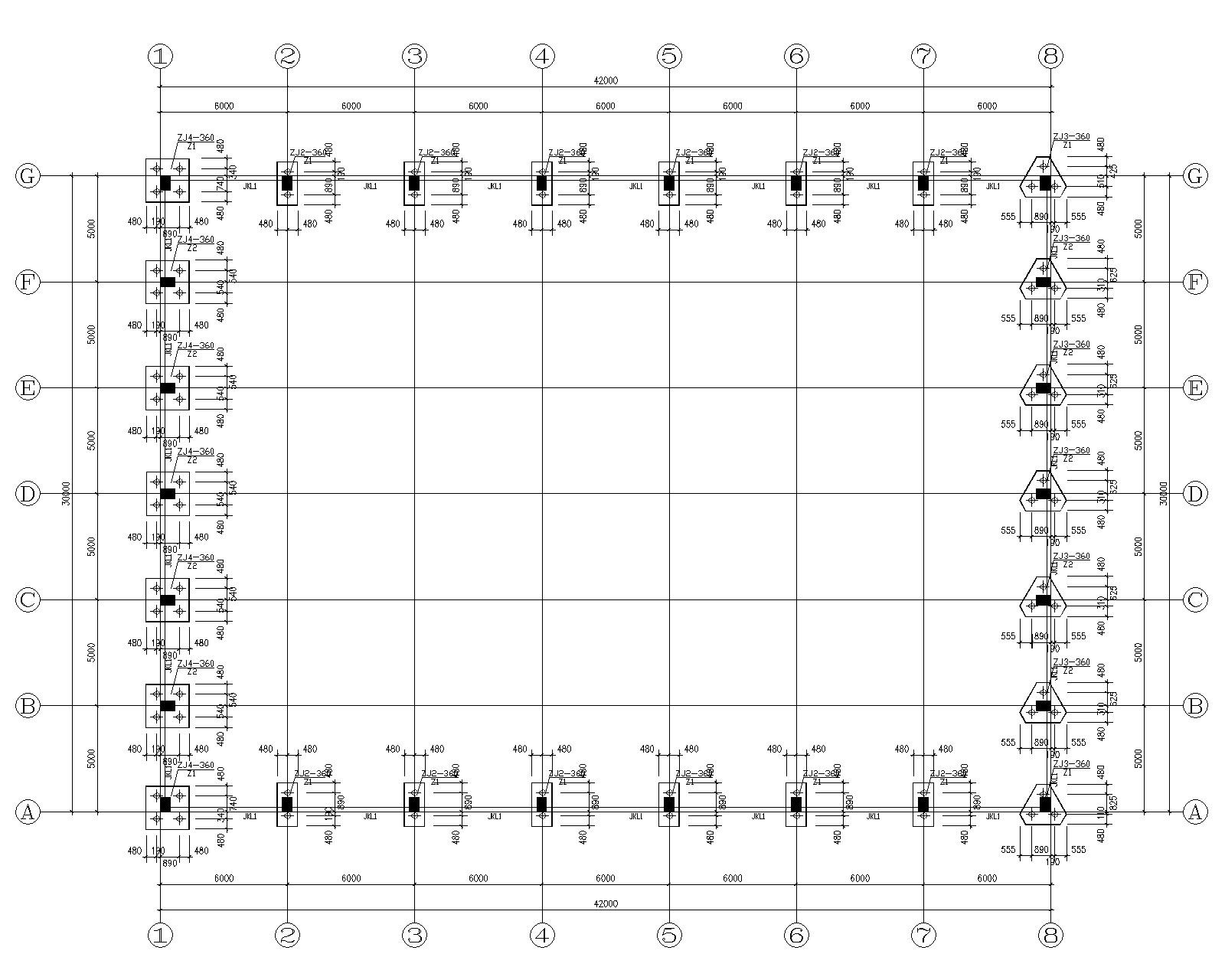 30米跨钢结构管桁架屋顶厂房施工图（CAD)