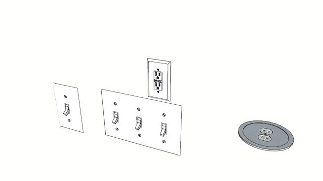 Electrical - GFCI Single Outlet, Floor Outlet, Single & Three Lt. Switch 电开关 照相机 数字时钟 监视器 钟表