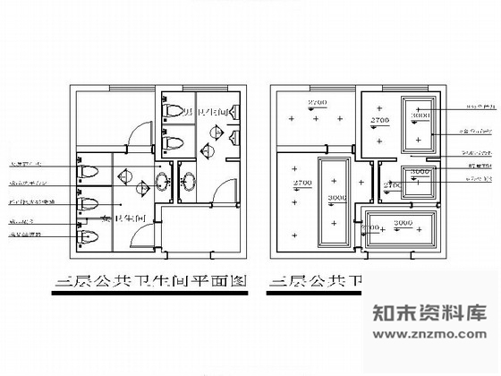 施工图现代售楼处公共卫生间装修图