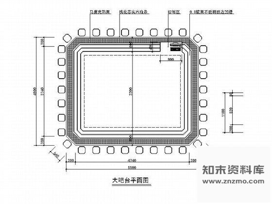 图块/节点环型大吧台详图 节点 家具节点详图