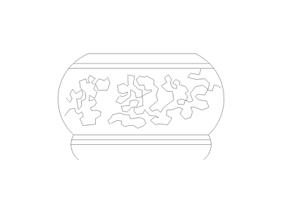 鱼缸 博古架中式柜图块