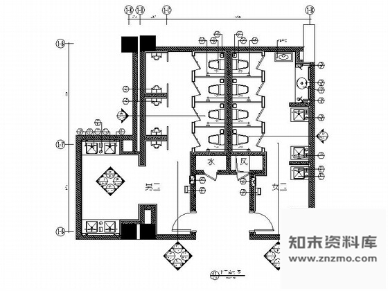 施工图福建大酒店公共卫生间室内装修图