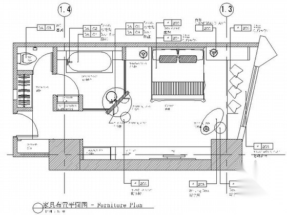 [上海]时尚豪华酒店样板房室内设计CAD施工图