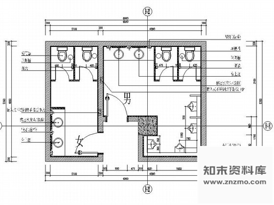 施工图36㎡小型公共卫生间装饰图