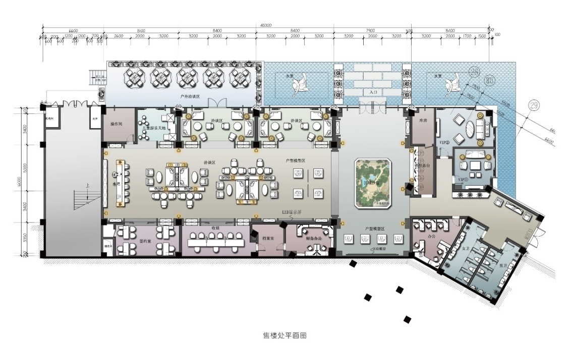 [重庆]新中式学府风售楼处设计施工图 方案 效果图