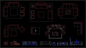 cad豪华沙发平面立面图块
