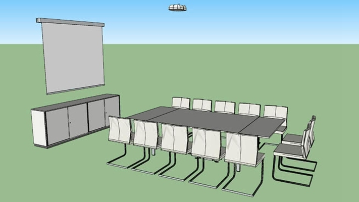 办公桌椅组合 草图大师模型