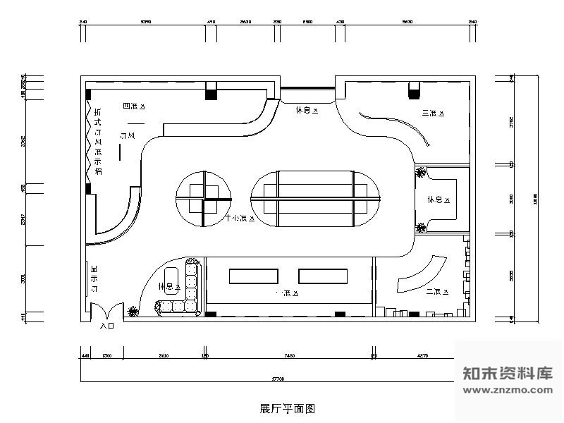 施工图197㎡展厅设计装修图含效果