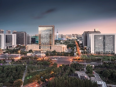城市傍晚夜景 城市外景