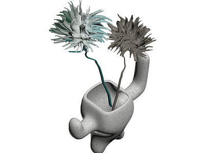 抽象花瓶与花朵组合