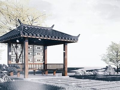 中式古建凉亭