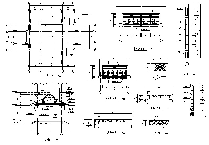 中国古建长廊建筑设计施工图