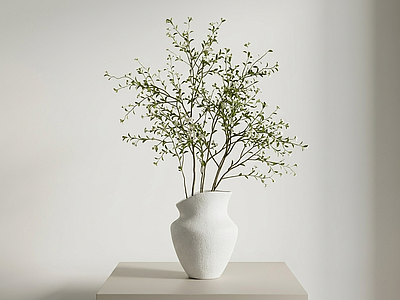 白色花瓶绿植花艺