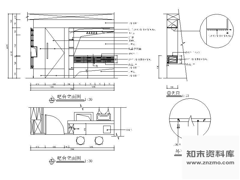 图块/节点家居吧台详图 节点 家具节点详图