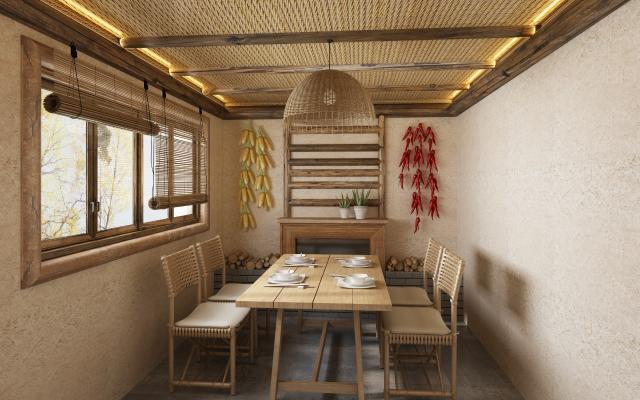 其它 农家院 餐厅 民宿餐厅 竹席 竹吊灯