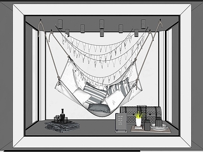 现代家纺吊床橱窗模型组合