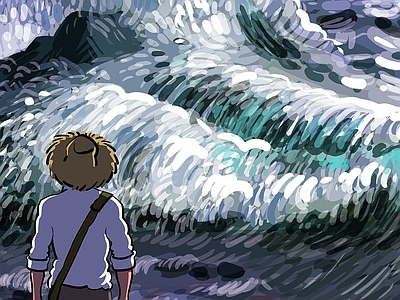 其他挂画 海浪 梵高风挂画 梵高