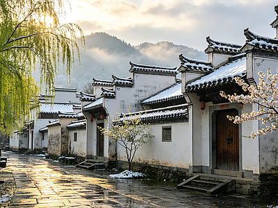 户外HDR 徽派雪景 徽派建筑