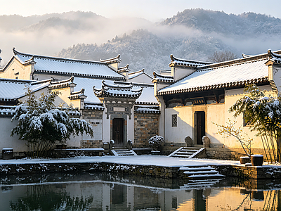 户外HDR 徽派 徽派建筑 徽派雪景 古建筑
