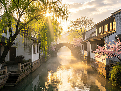 户外HDR 苏州小镇 苏州古镇 石拱桥 古建筑 河流