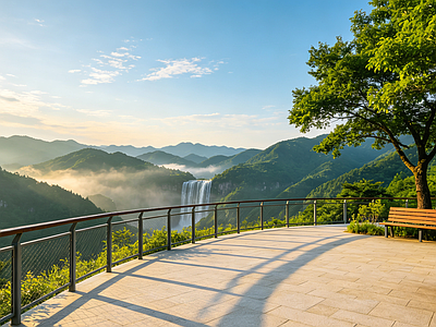 户外HDR 观景平台 瀑布
