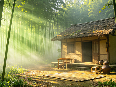 户外HDR 森林 小院 茅屋 竹林