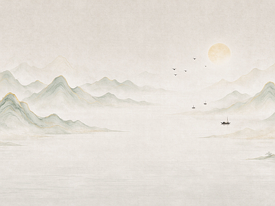 中式壁画 中式壁画 壁布