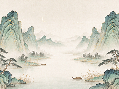 中式壁画 壁画 壁布 中式装饰画