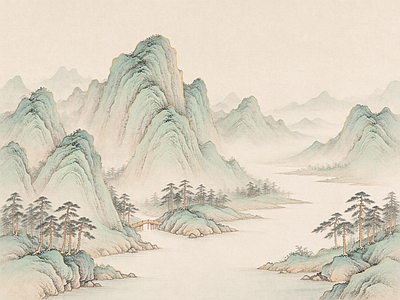 中式壁画 壁画 中式壁画 壁布