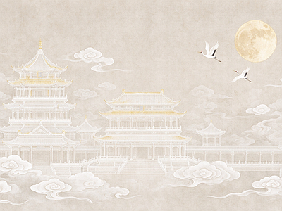 中式壁画 壁画 中式壁画 壁布