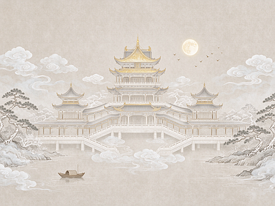 中式壁画 壁画 中式壁画 壁布