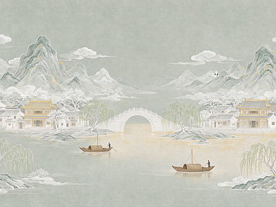 中式壁画 壁画 中式壁画 壁布