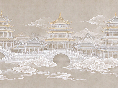 中式壁画 中式壁画 装饰画 壁布