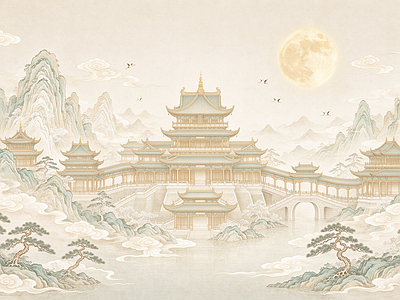 中式壁画 中式壁画 壁布 装饰画