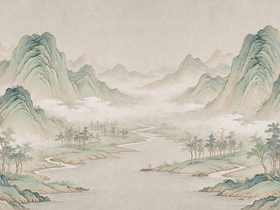 中式壁画 壁画 壁布 中式装饰画