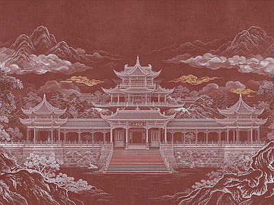 中式壁画 壁画 中式装饰画 壁布 山水画