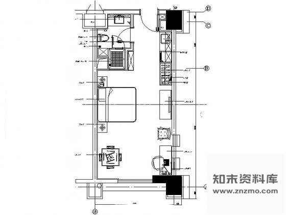 施工图苏州商务酒店D型标准双人客房装修图