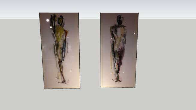彩色墙面艺术裸体设计 小刀 画 饰品 圆规 切肉刀