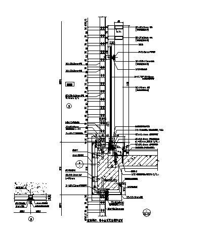 玻璃栏杆 铝合金百页竖剖节点图