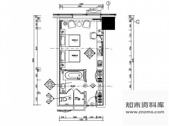 施工图河北某五星级豪华酒店好莱坞双人间室内装修施工图