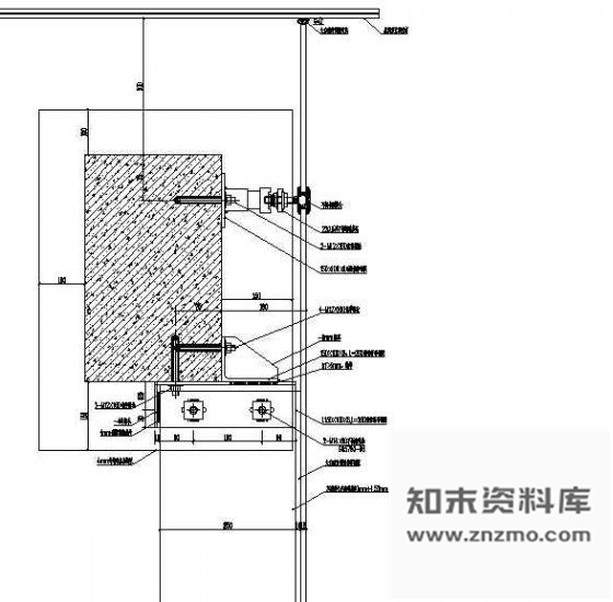 图块/节点肋驳接式幕墙顶部节点 节点 结构节点图