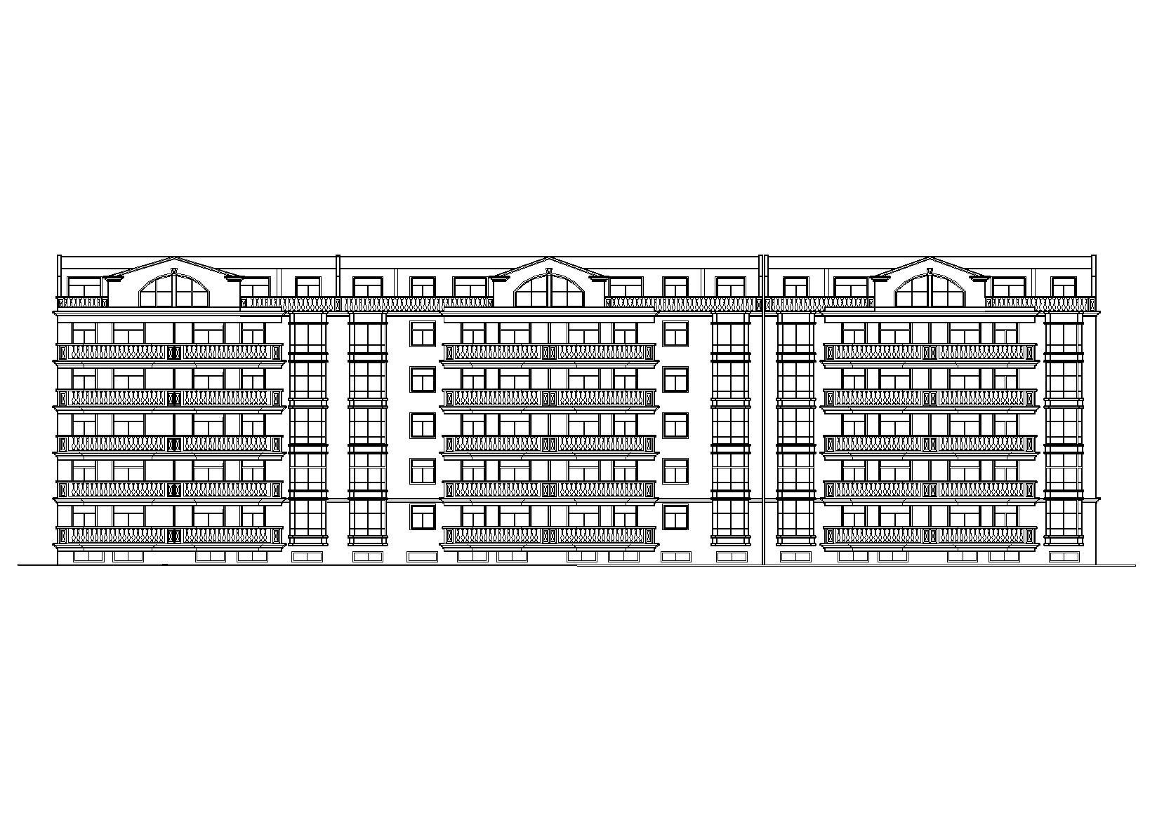 多层一梯两户四室两厅两卫住宅建筑施工图