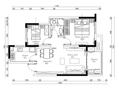 85平米现代简约风格小户型装修施工图（附效果图）