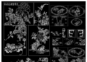 花鸟雕花雕刻装饰图案 图库