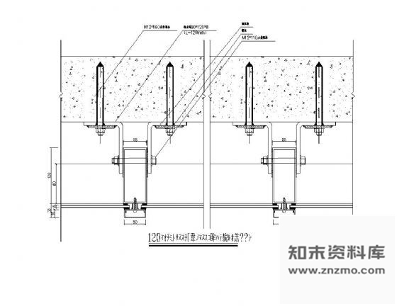 图块/节点隐框幕墙立梃上墙横剖面节点图Ⅱ 节点 结构节点图