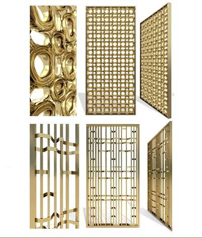 现代金属特异形屏风组合