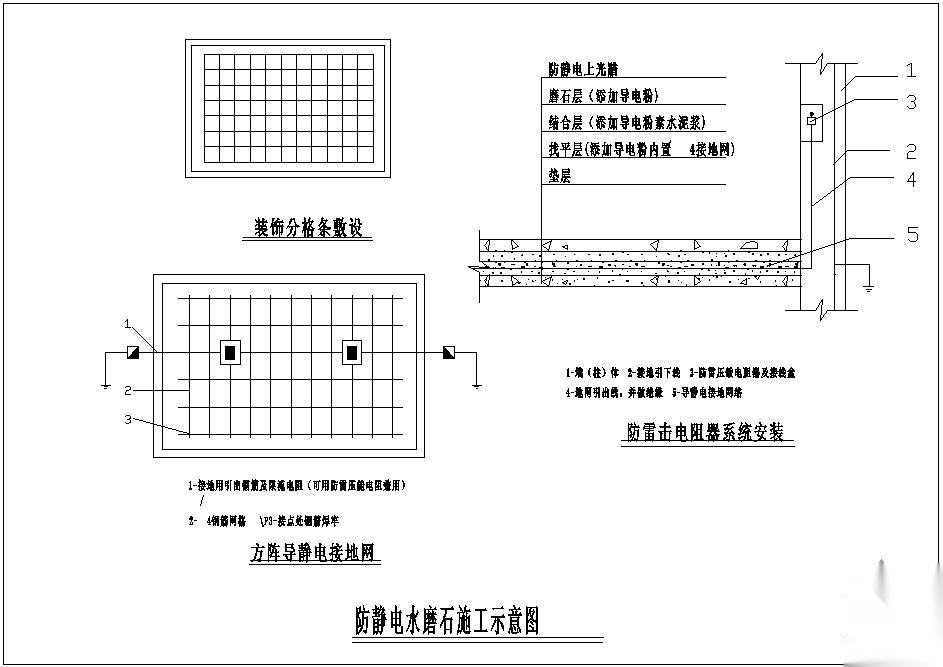 某防静电水磨石示意节点构造详图