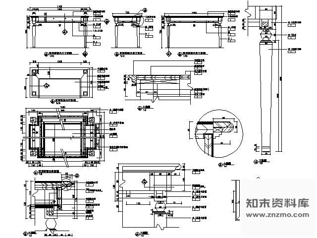 图块/节点酒店客房写字台详图 家具节点 家具节点详图