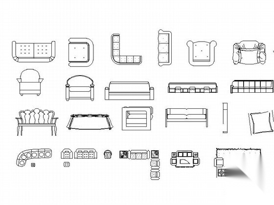 时尚沙发CAD图块下载